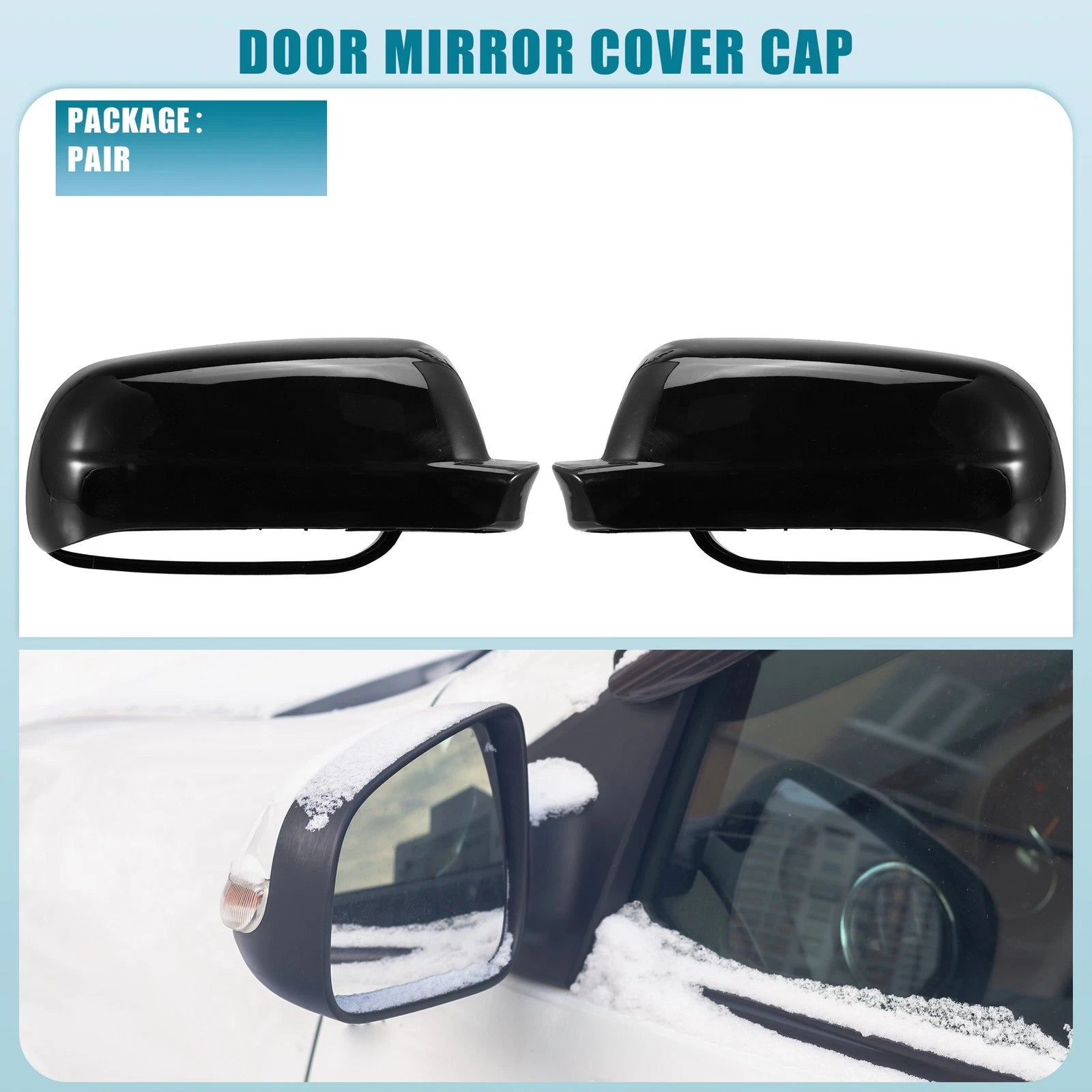 Pair Rearview Mirror Cover Replacement Glossy Black for Volkswagen Jetta (2011–2018)