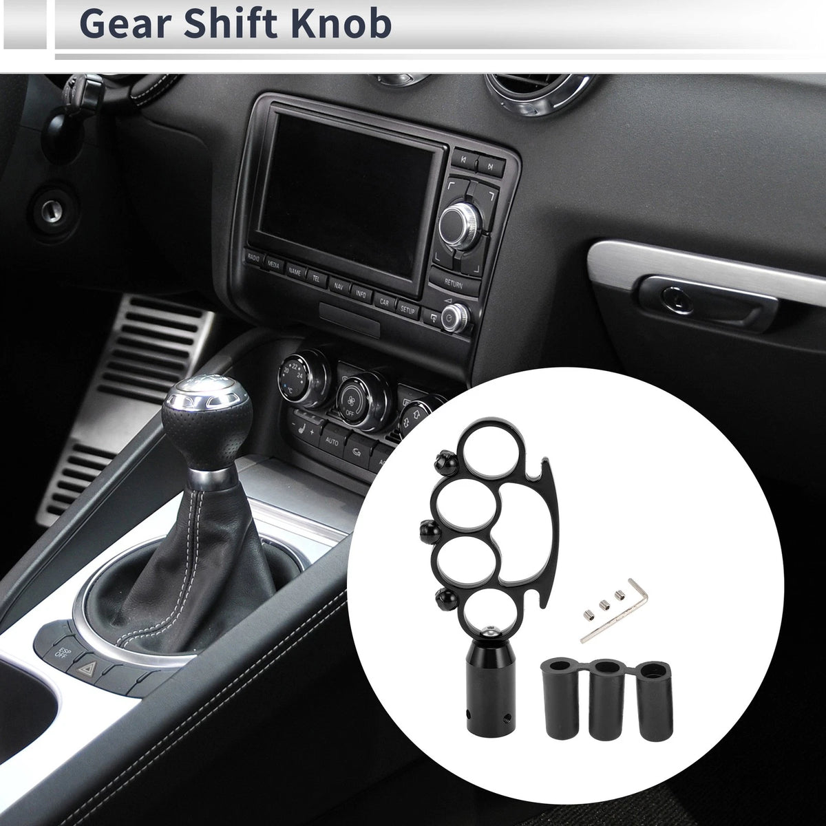 Set of 1 Universal Shift Knob with 3 Adapters for Manual/Automatic Vehicles