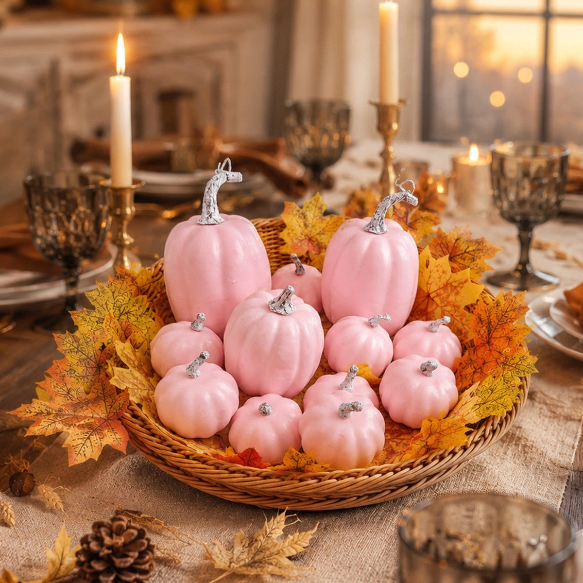 12 Piece Matte Finish Foam Pumpkins for Thanksgiving Halloween Decor
