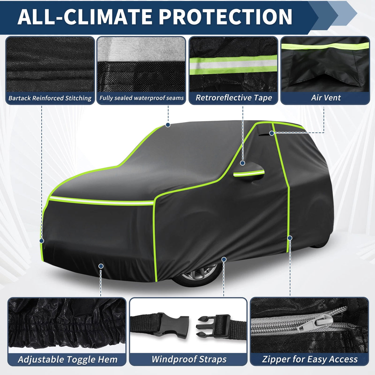Waterproof All Weather Car Cover for Mini Cooper 2DR (2002–2021) Black