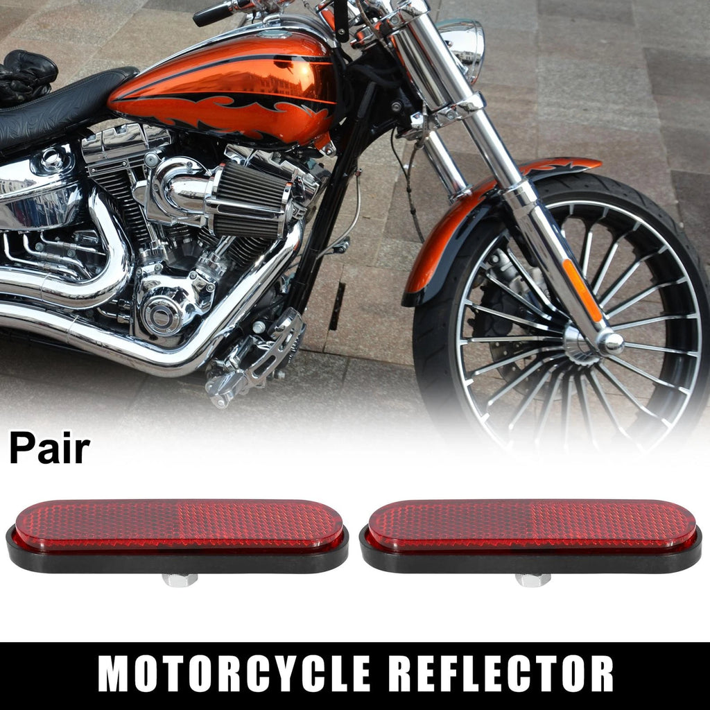 Universal Warning Reflector Screw Mount Red Oval for Motorcycle Bike (—)