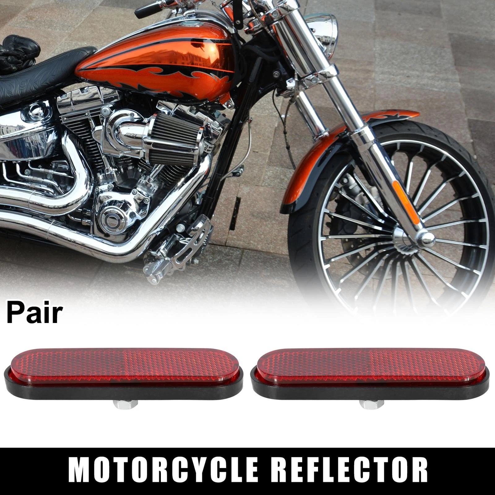 Universal Warning Reflector Screw Mount Red Oval for Motorcycle Bike (—)