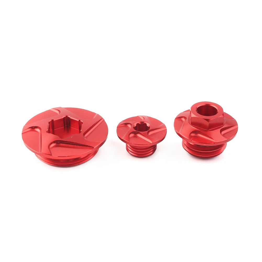 3 Pcs Red CNC Engine Timing Oil Filter Plugs Cap Set for CRF150R CRF250R CRF450R
