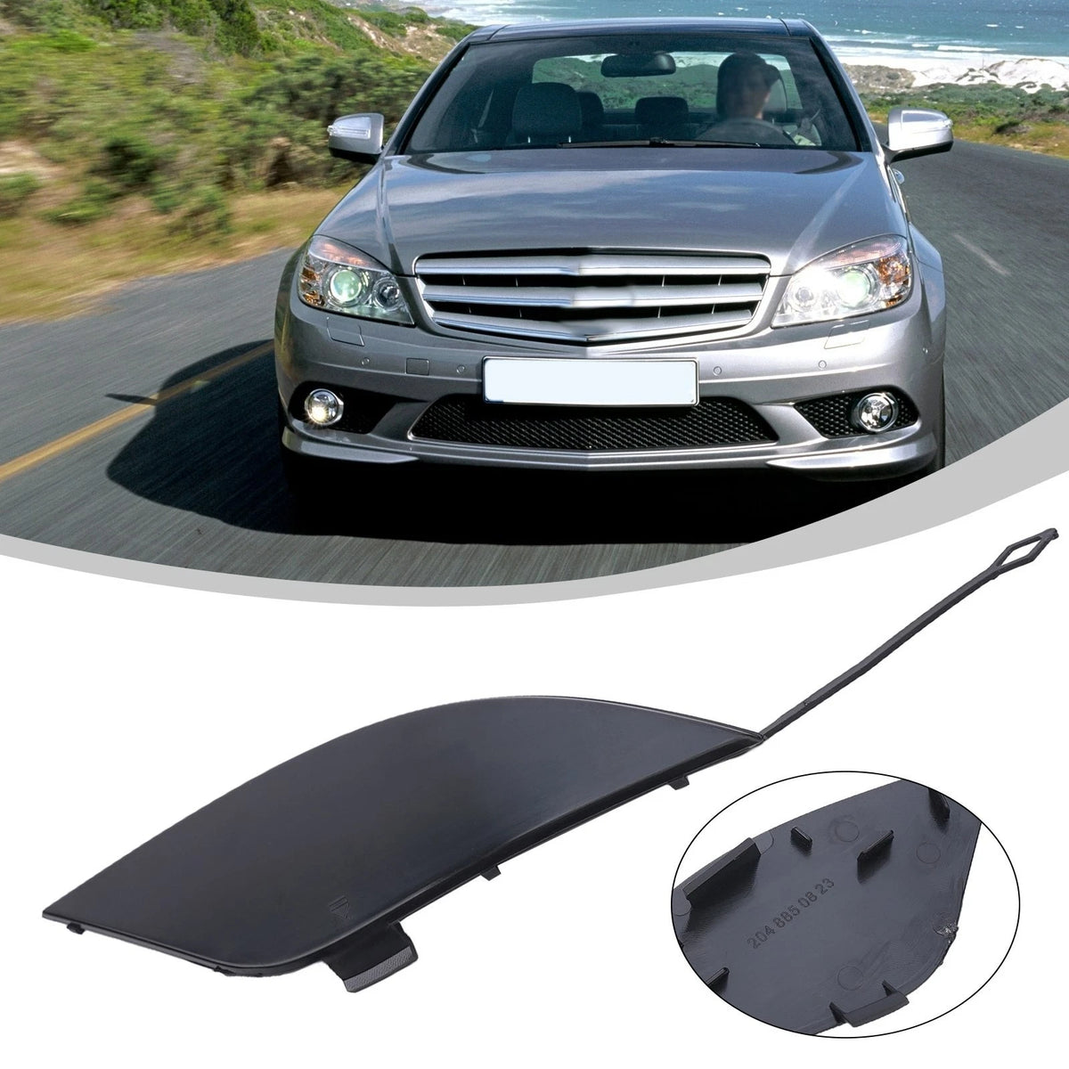Rear Bumper Tow Hook Cover Eye Cap for Benz C-Class W204 (2007–2011)