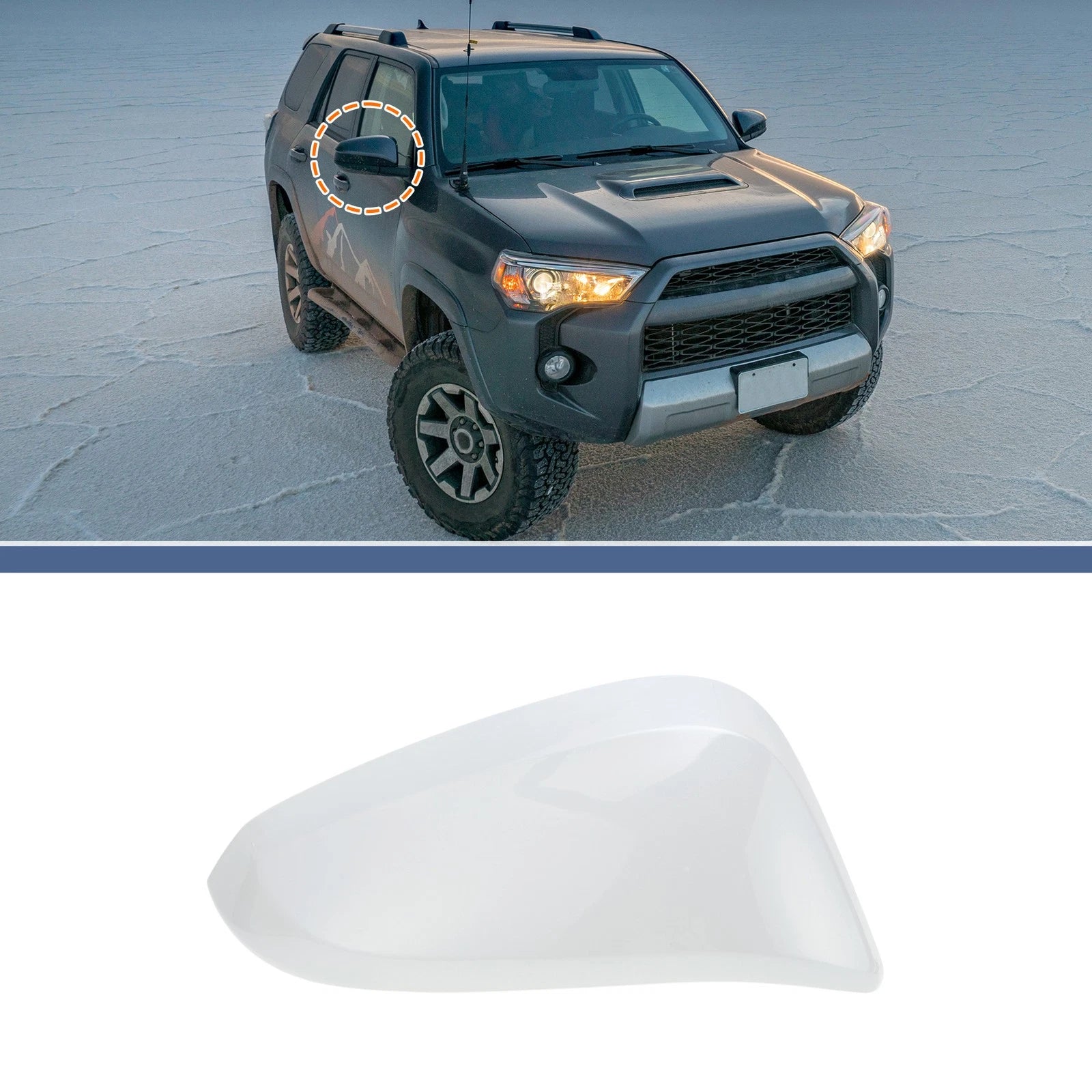 Right Side Mirror Cover Cap Replacement White for Toyota 4Runner (2013–2023)