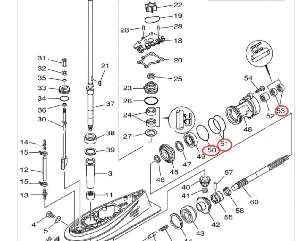 Propeller Shaft Seal Kit for Yamaha 4 Str 30-60 HP F30 F40 F50 F60