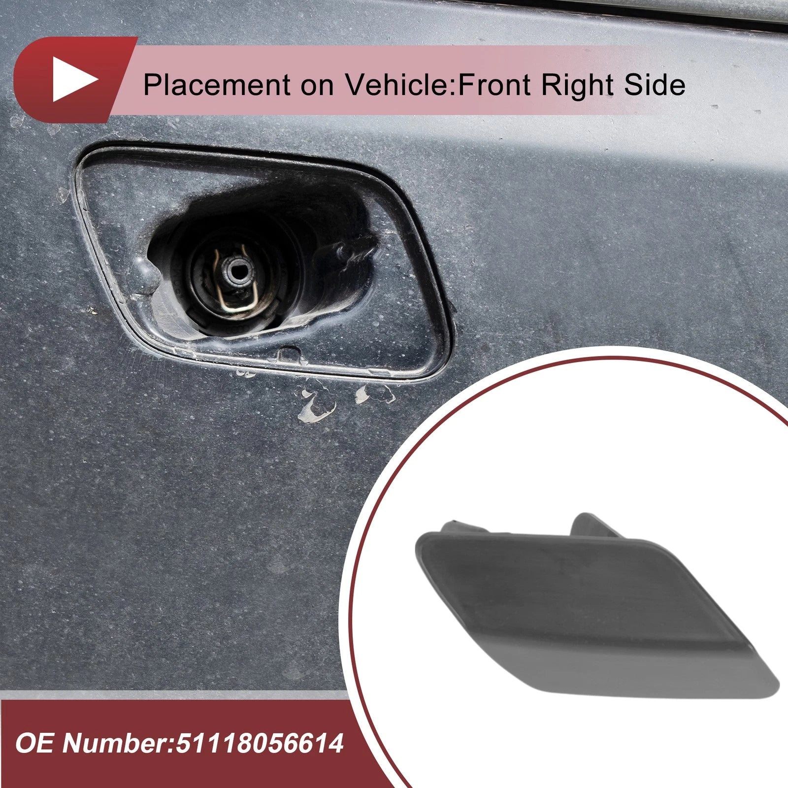 Front Right Bumper Trim Nozzle Cover Replacement for BMW 320i (2010–2019)