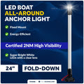 24" LED Boat Anchor Light for Marine Use (2NM, Fold-Down, Polycarbonate)