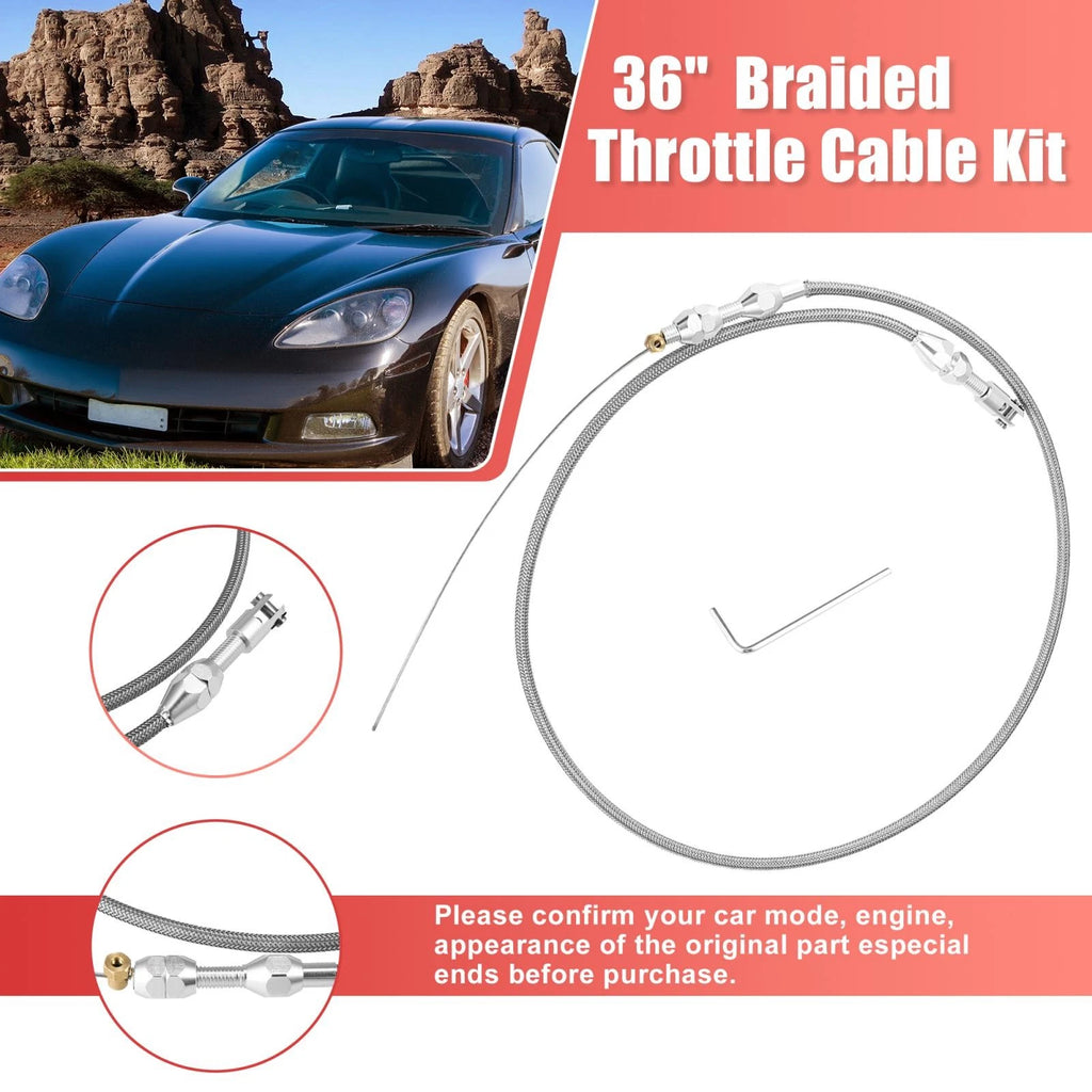 Braided Throttle Cable Kit 36 Inch for Chevrolet LS Swap (1997–2007)