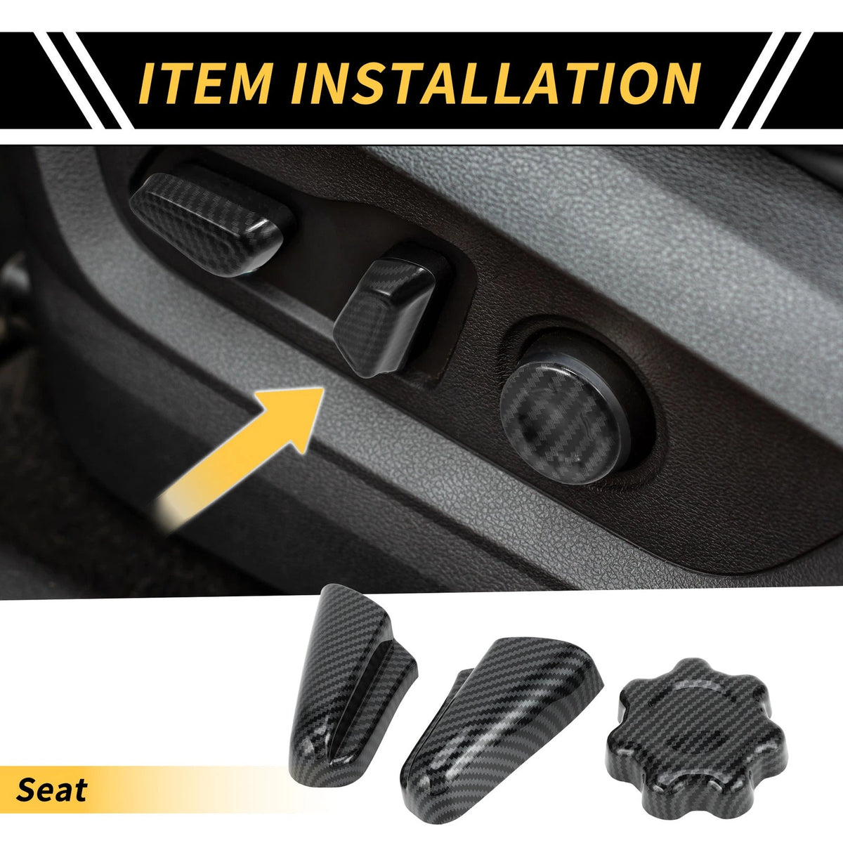Seat Switch Control Button Trim Set Carbon Fiber for Toyota Tacoma (2016–2023)