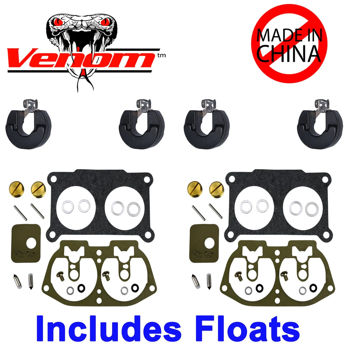 2-Pack Carburetor Repair Kit with Floats for Yamaha Outboard (1986–1995)