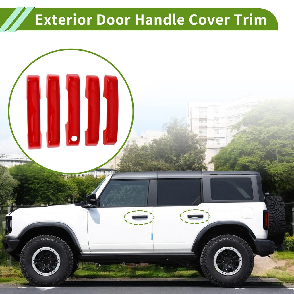Exterior Door Handle Cover Trim Replacement for Ford Bronco 2021–2025 Red ABS