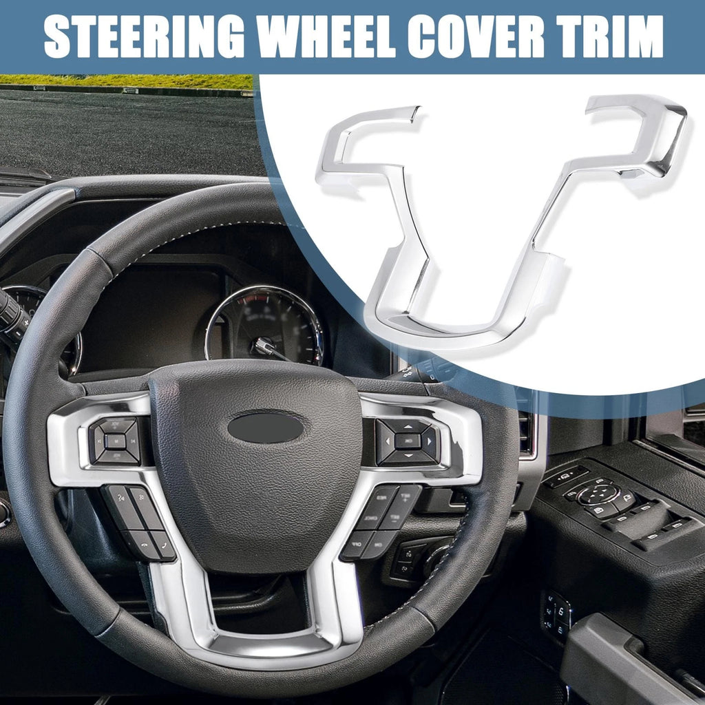 Steering Wheel Trim Cover ABS Interior for Ford F150 (2015–2019) Silver