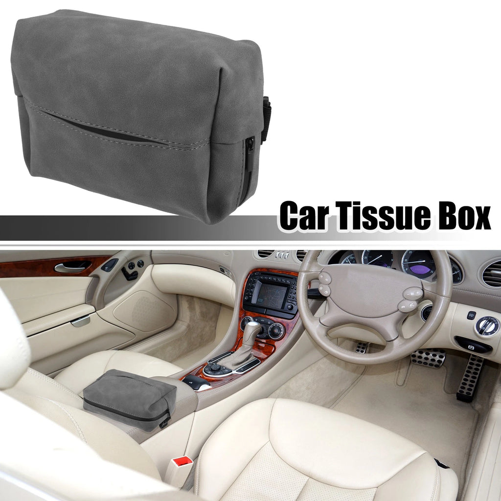 Center Armrest Tissue Box for Universal Car Back Seat (Gray)