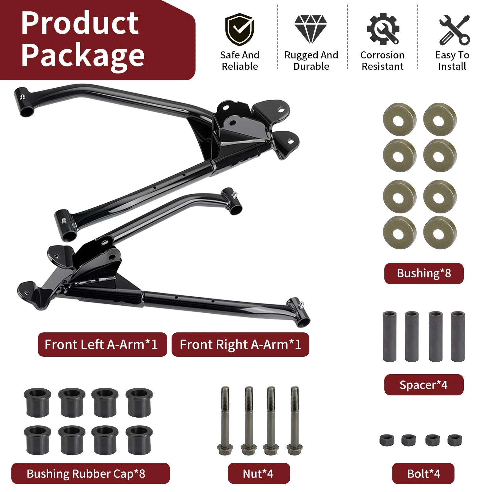 2X Front Control Arm Kit for Polaris RZR 170 EFI (2009–2021)