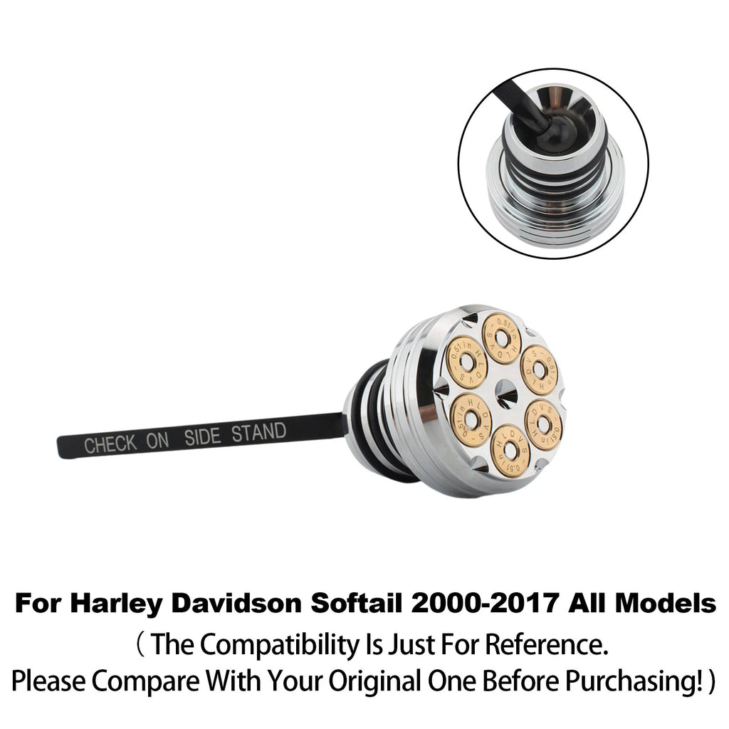 Oil Dipstick Tank Cap Plug for Harley Softail (2000–2017) Silver