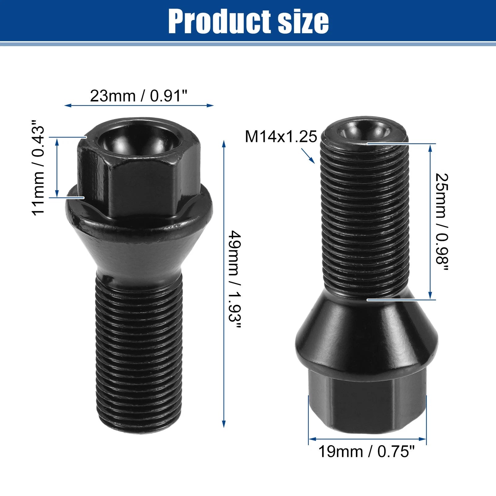 Wheel Lug Bolts M14x1.25 20 Pack for BMW 3 Series E46 E90 (1999–2013)