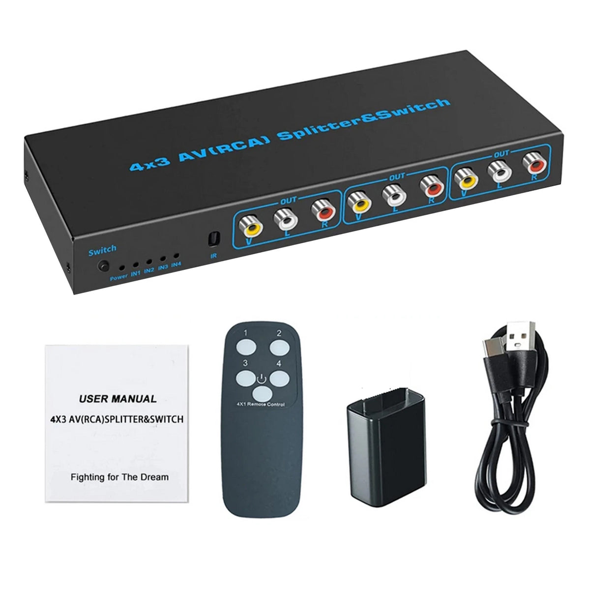 AV Selector Switch Box for DVD (4x3 Composite)