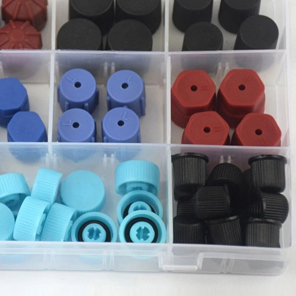Dust Cap Kit 77 pcs for Air Conditioner Valve Core Protection ABS Construction