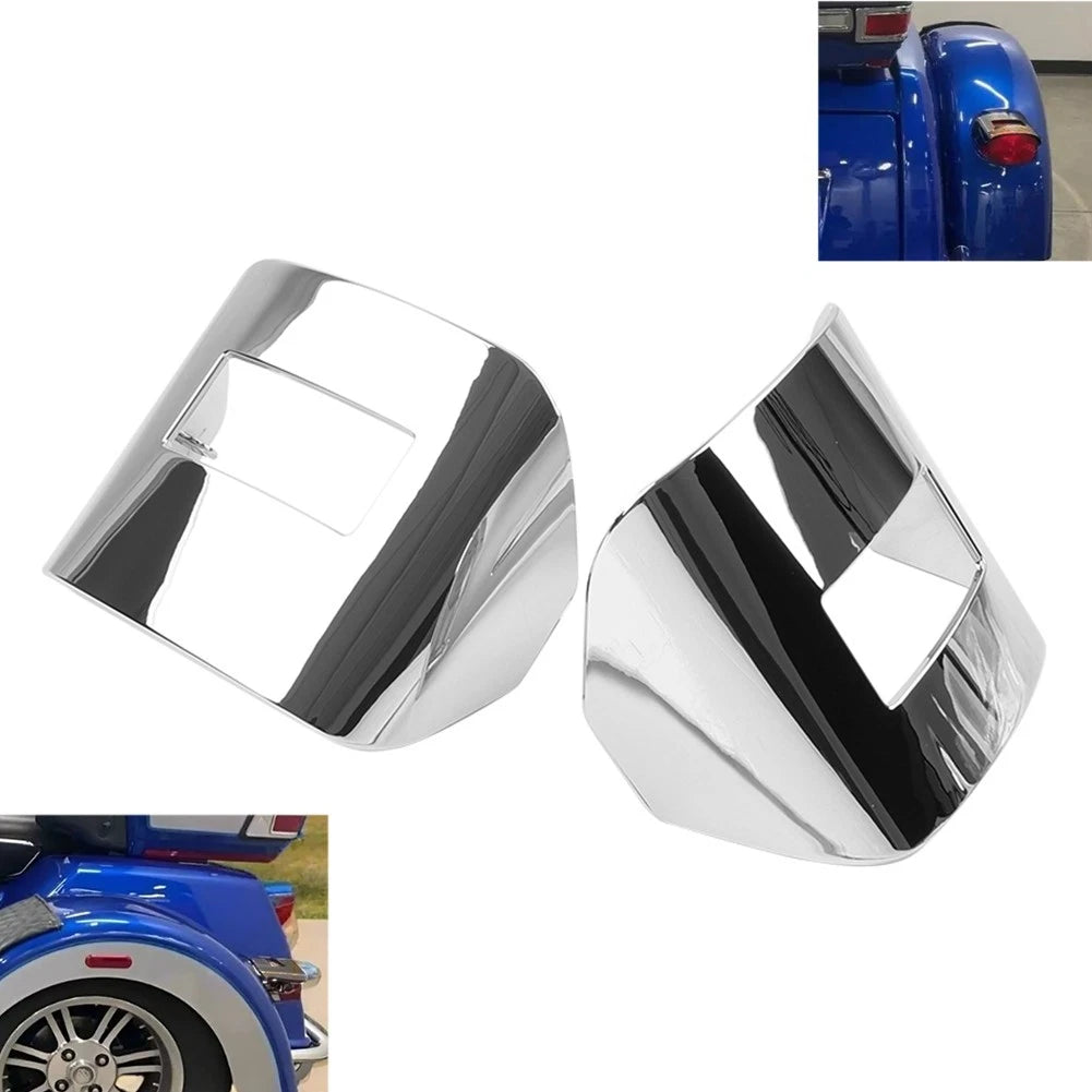 Chrome Tail Light Visor Covers for Harley Tri Glide FLHTCUTG, Street Glide FLHXXX
