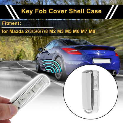 TPU Car Key Case White with Silver Edge for Mazda 2 3 5 6 (4-Button) (2013–2024)