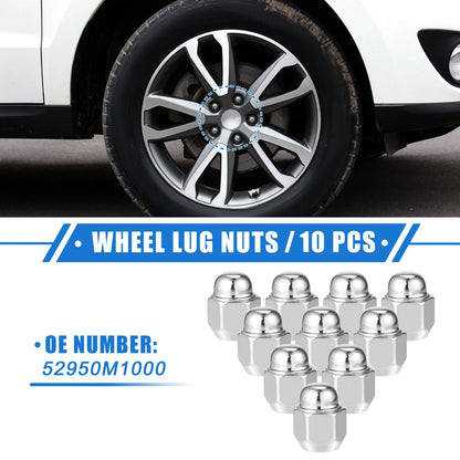 10pcs Wheel Lug Nuts Replacement for Hyundai Santa Fe M12x1.5 (2007–2018)