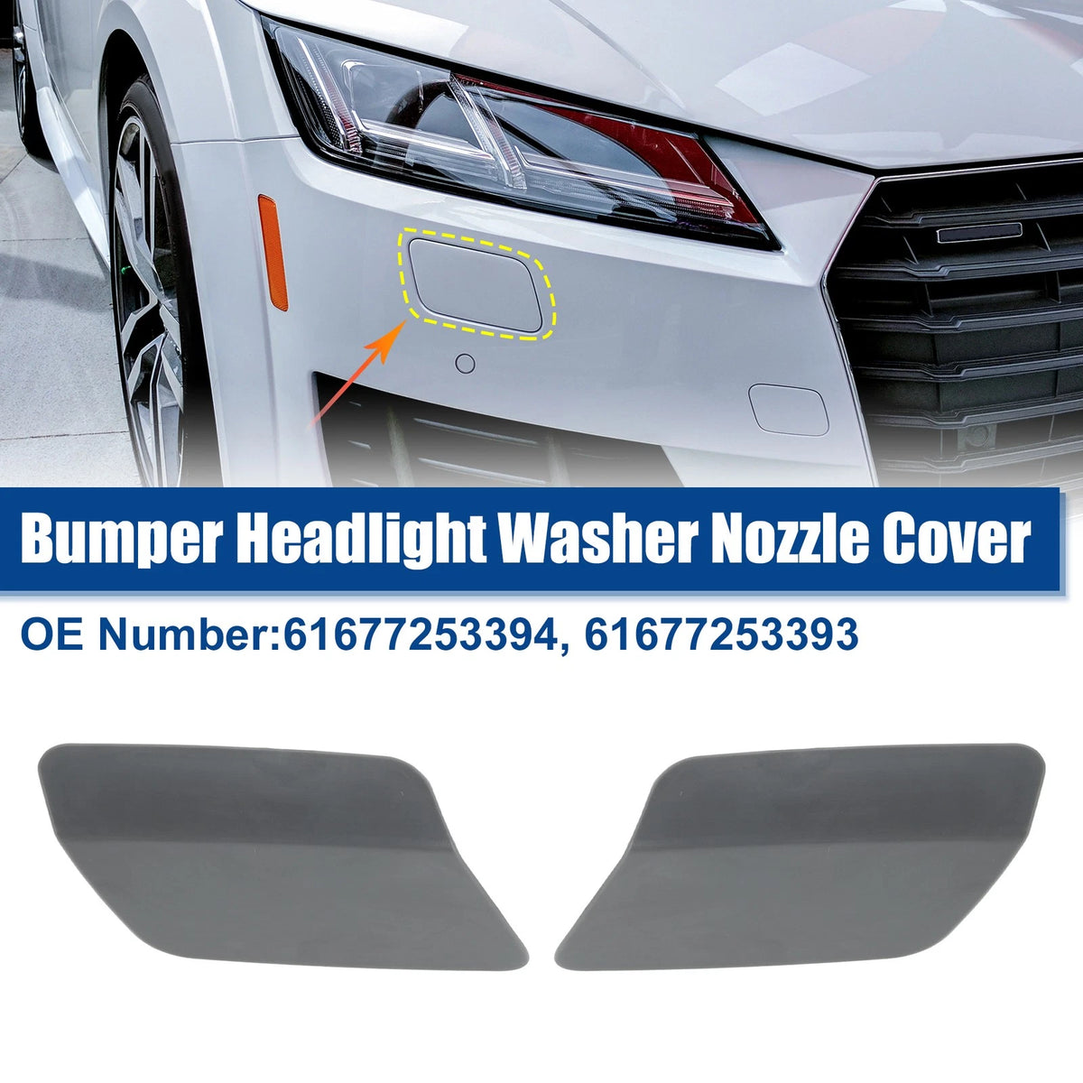 Front Bumper Headlight Washer Nozzle Cover Cap Pair for BMW 328i (2007–2019)