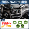 AC Media Volume Switch Knob Cover Ring for Dodge RAM (2018–2022) 5 Pcs Green
