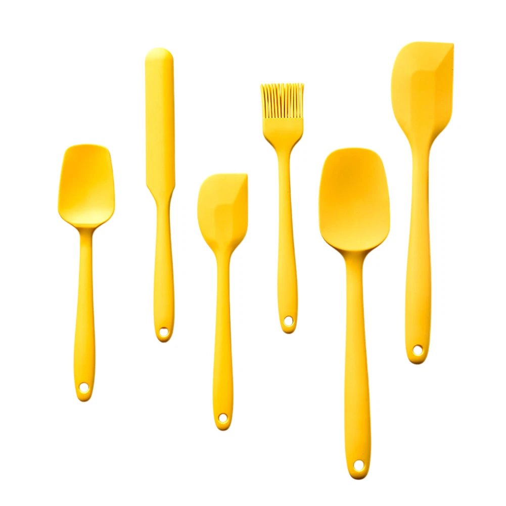 6 Piece Silicone Spatula Set with T Shovel, Scraper, Oil Brush, Strip Scraper