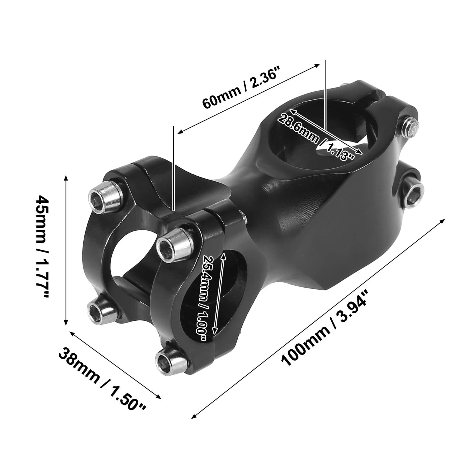 Handlebar Stem Short Replacement for BMX MTB Road Bike (25.4–60mm)