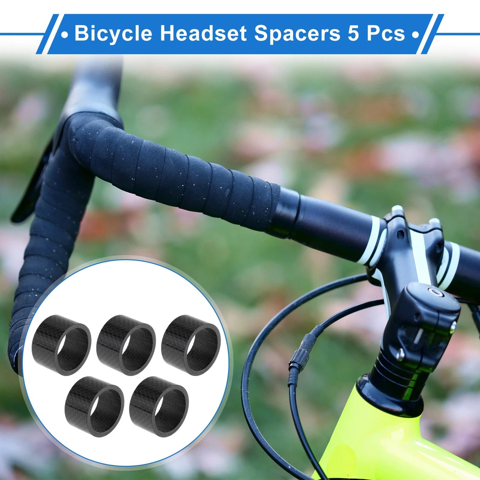 Bicycle Headset Spacer Set 20mm 1-1/8in for Carbon Fiber Fork (Universal)