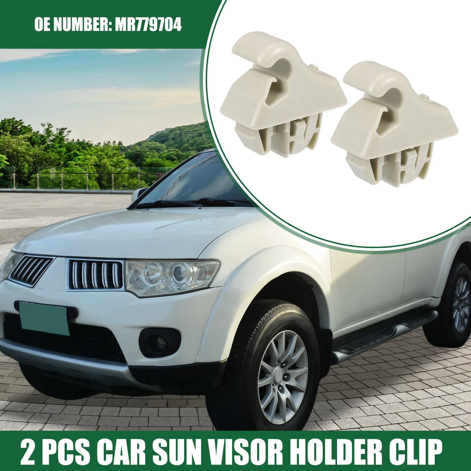 Sun Visor Clip Holder 2pc Replacement for Mitsubishi Montero (2001–2006)