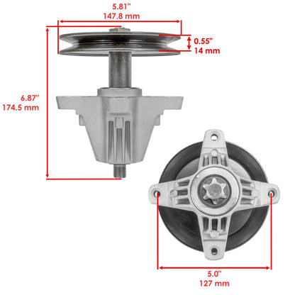Spindle with Blade Pulley Belt Replacement for MTD MasterCut Gold 42 in (2013–2018)