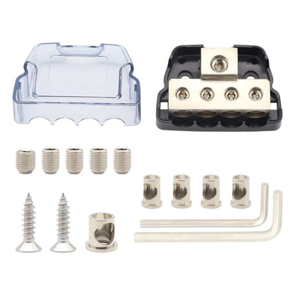 Four 4 Gauge Outputs Power Ground Amp Distribution Block One 0 Gauge Input Kit