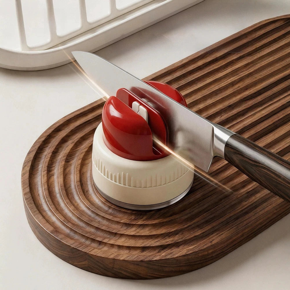 Honing Tool for Kitchen Edge with Vacuum Base and V Shaped Slots