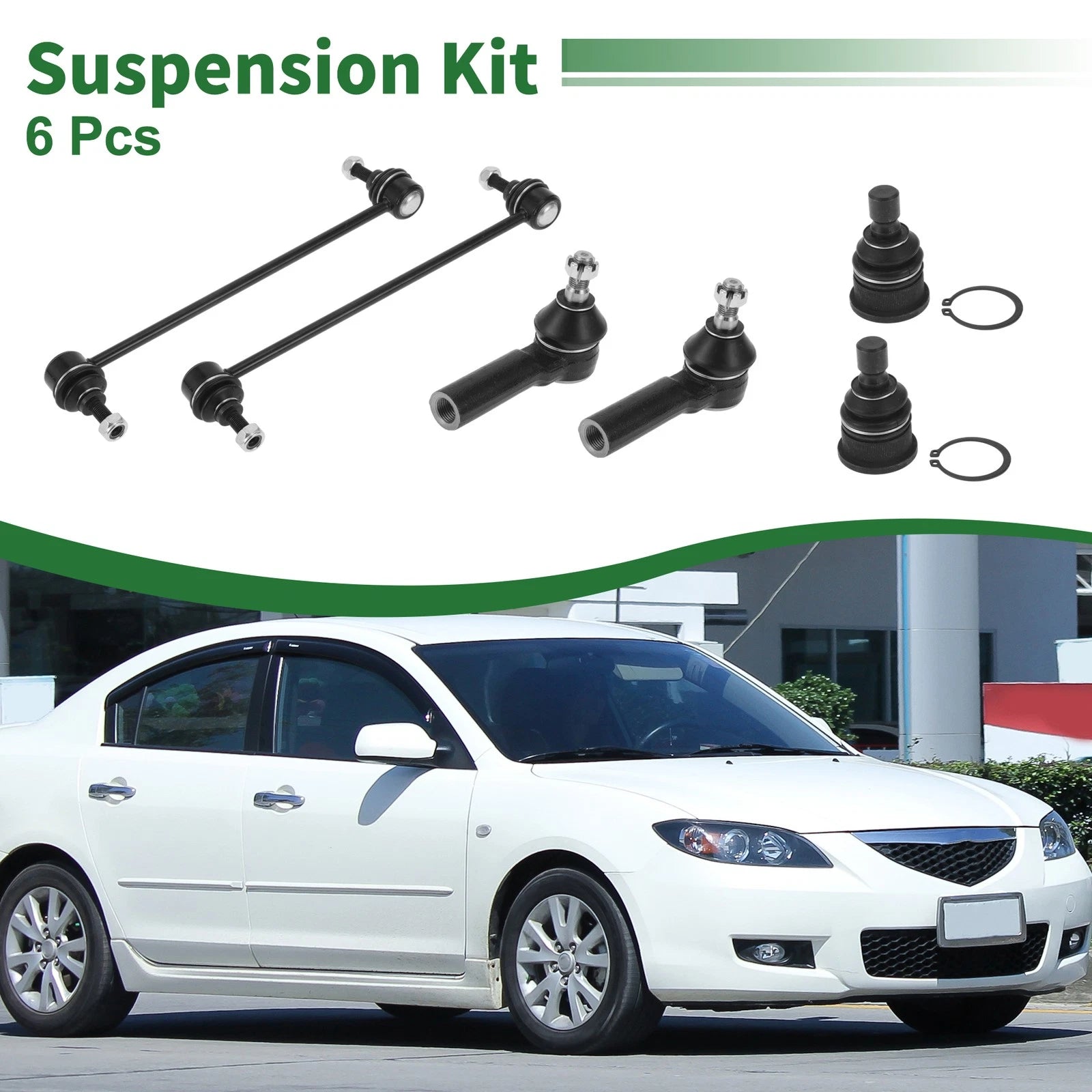 6pc Front Suspension Kit Outer Tie Rod End Sway Bar Link for Mazda Tribute (2001–2011)