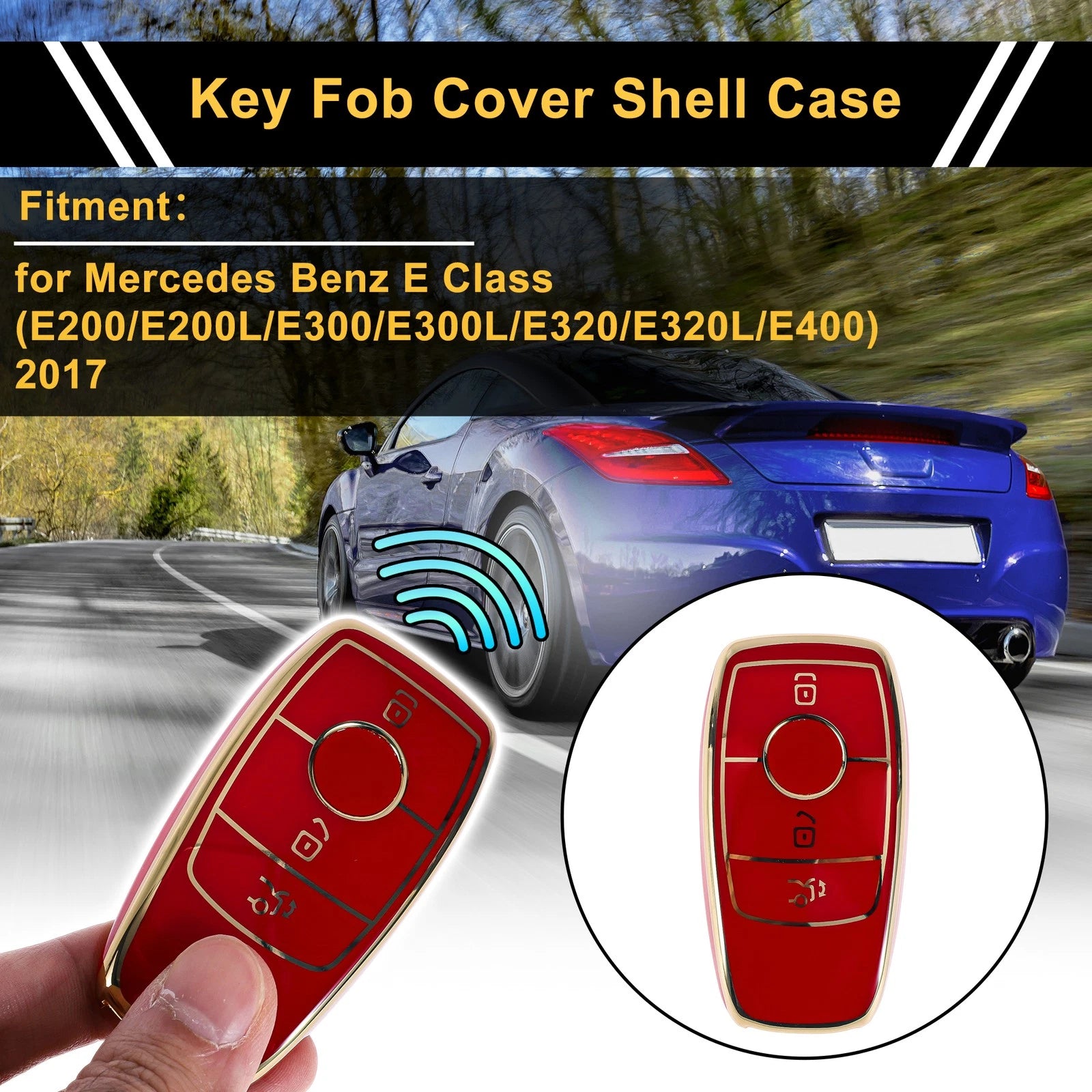 TPU Car Key Case for Mercedes Benz E Class (3 Buttons)