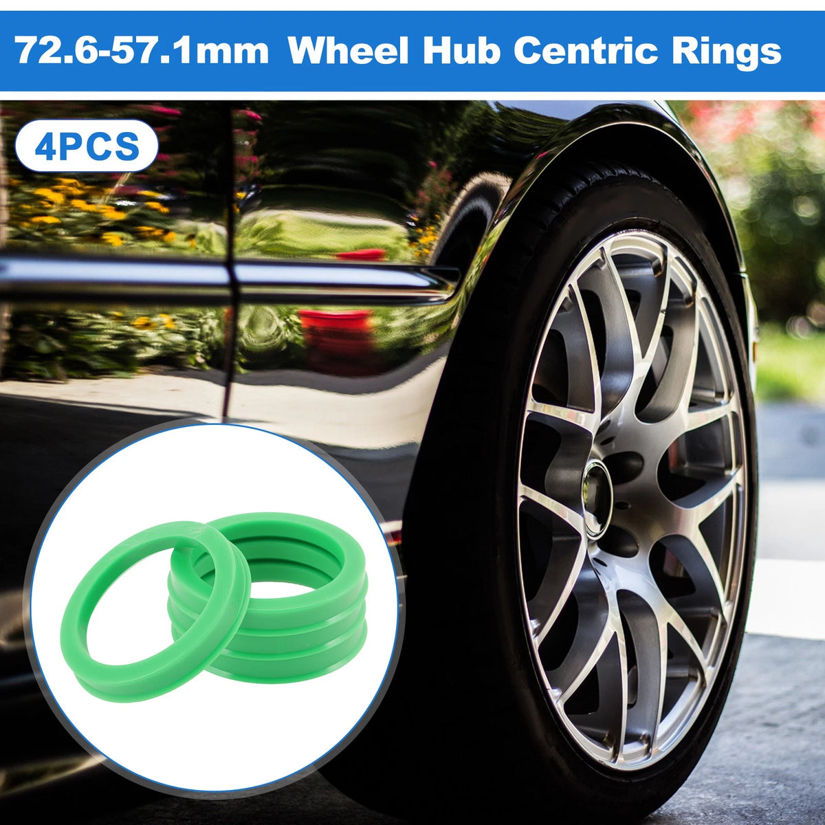 Set of 4 Hub Centric Rings OD 72.6mm ID 57.1mm for Universal Fit