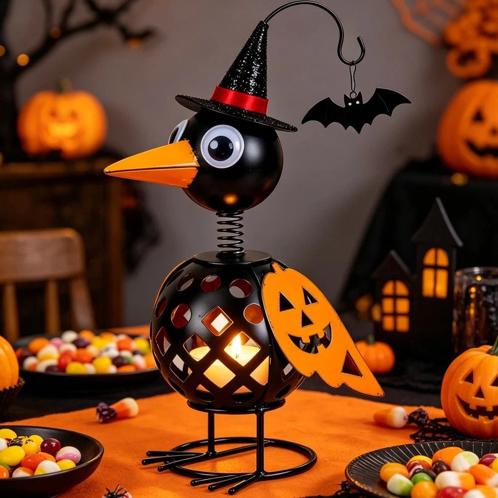 Crow Pumpkin Ornament for Halloween Decor