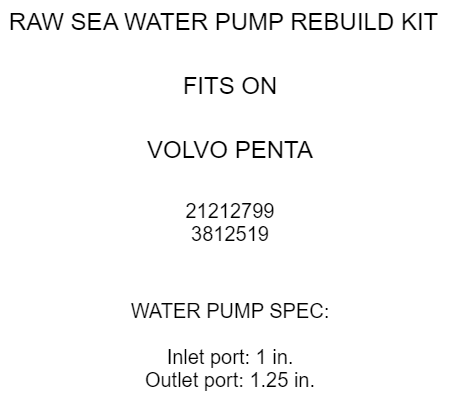 Water Pump Kit Replacement for Volvo Penta 5.7 GI-F GI-FF GXi-G (2008–2023)