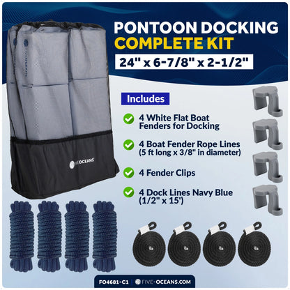 4-Pack White Flat Boat Fender Kit for Various Boats (24" x 6-7/8" x 2-1/2")