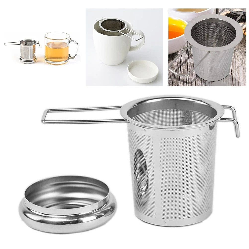 304 Stainless Steel Tea Filter with Lid for Efficient Brewing