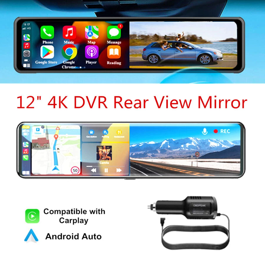 12" 4K Wifi Dash Camera for Universal Vehicles (2010–2023)