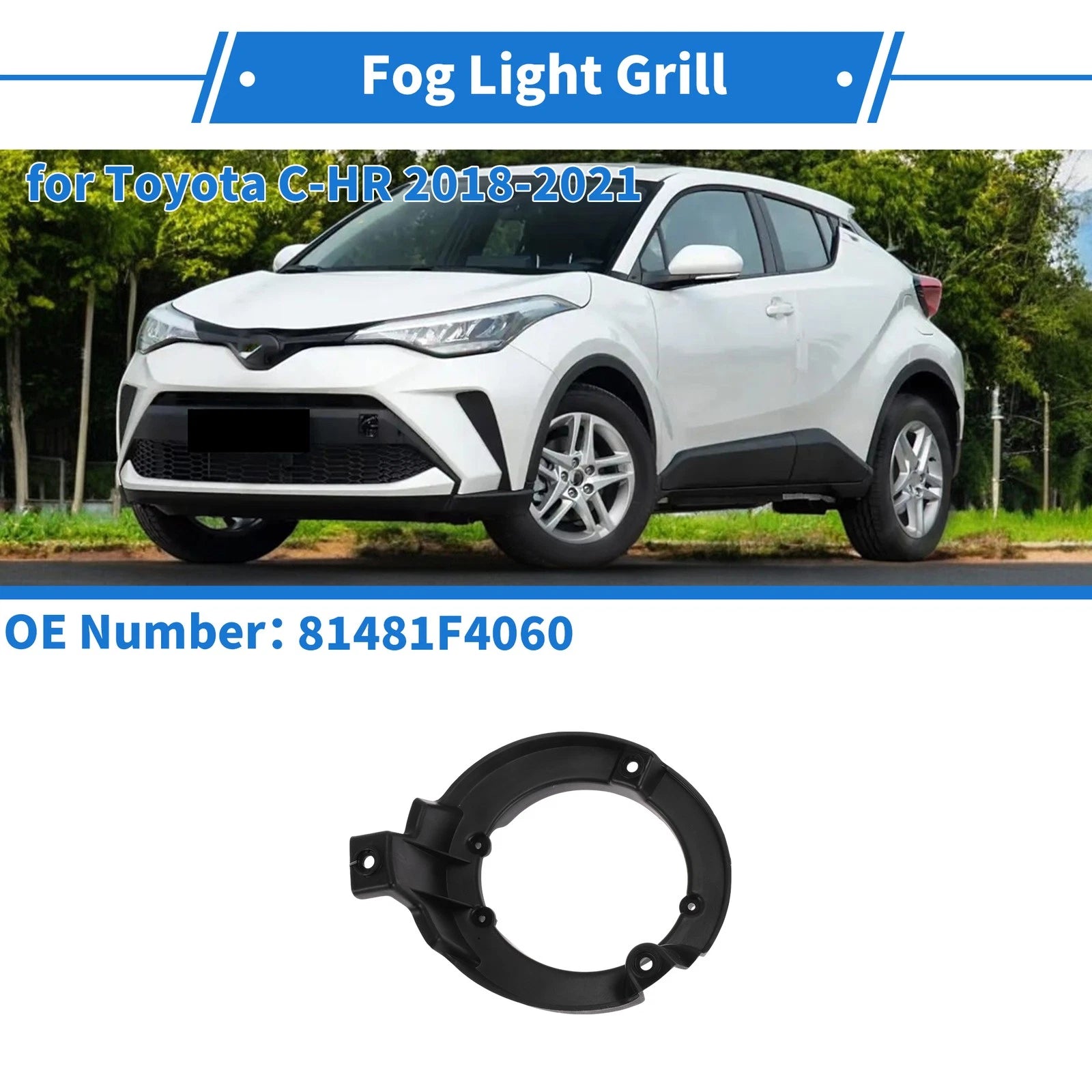Front Right Fog Light Grill Replacement for Toyota C-HR (2018–2021)