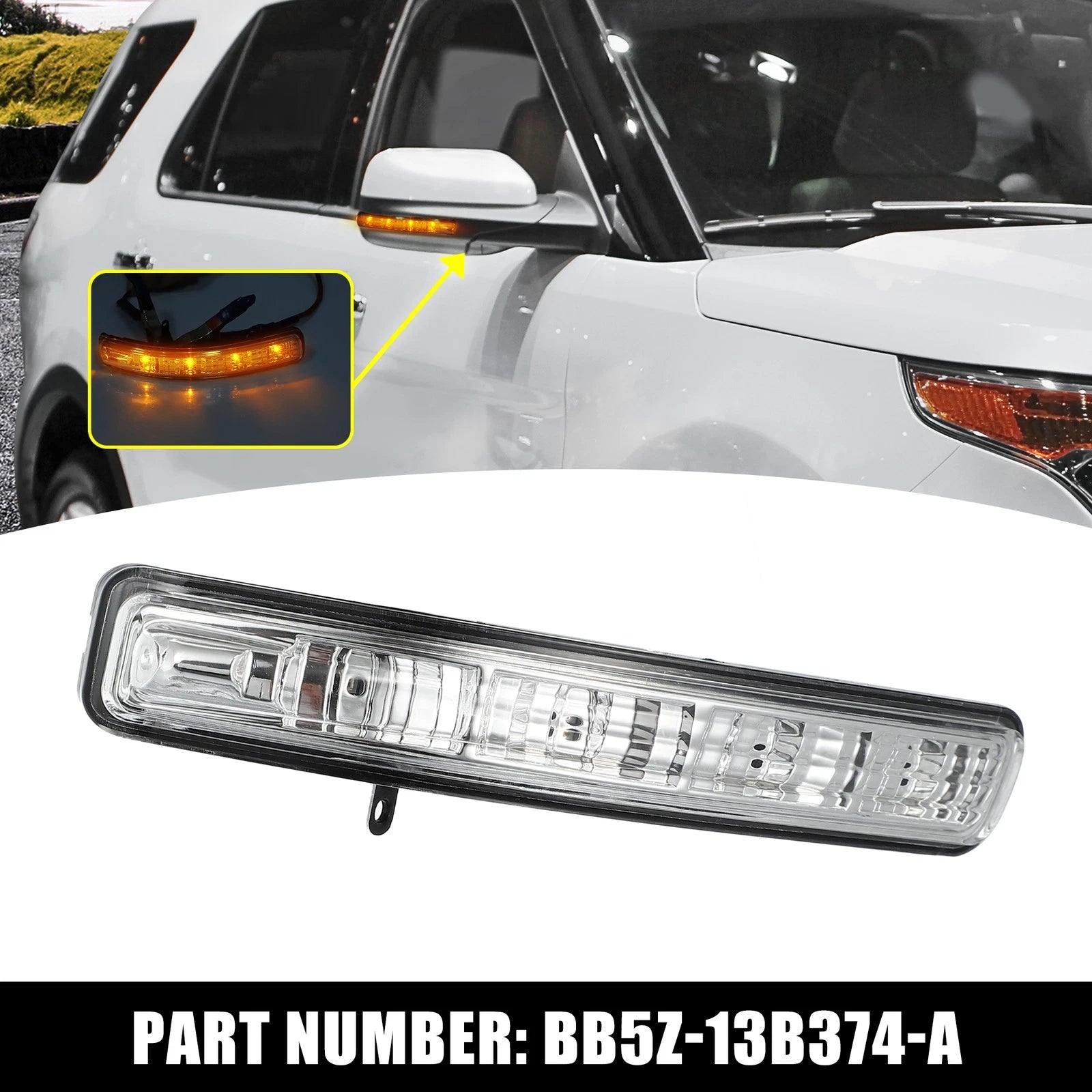 LED Front Right Side Mirror Turn Signal Light for Ford (BB5Z-13B374-A)