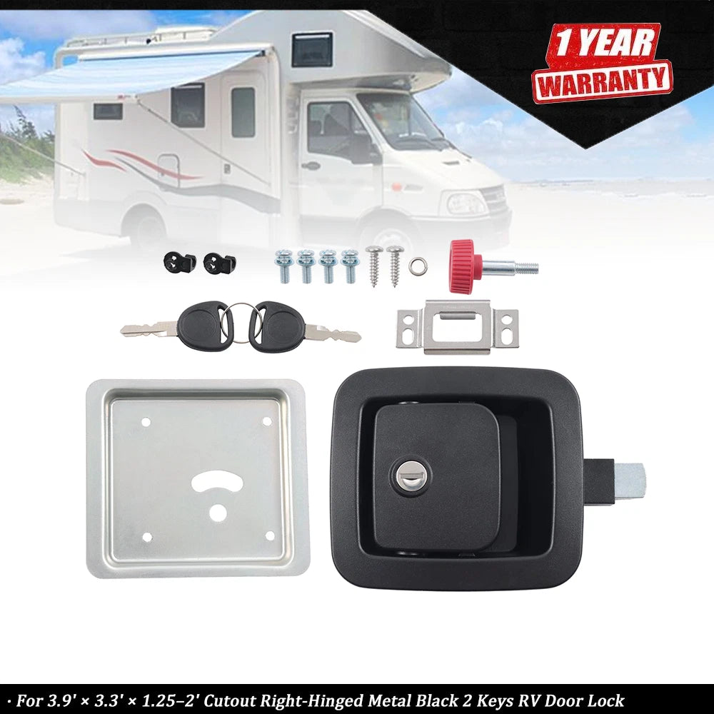 RV Door Lock for Right-Hinged Cutout (3.9' x 3.3' x 1.25–2') - 2 Keys