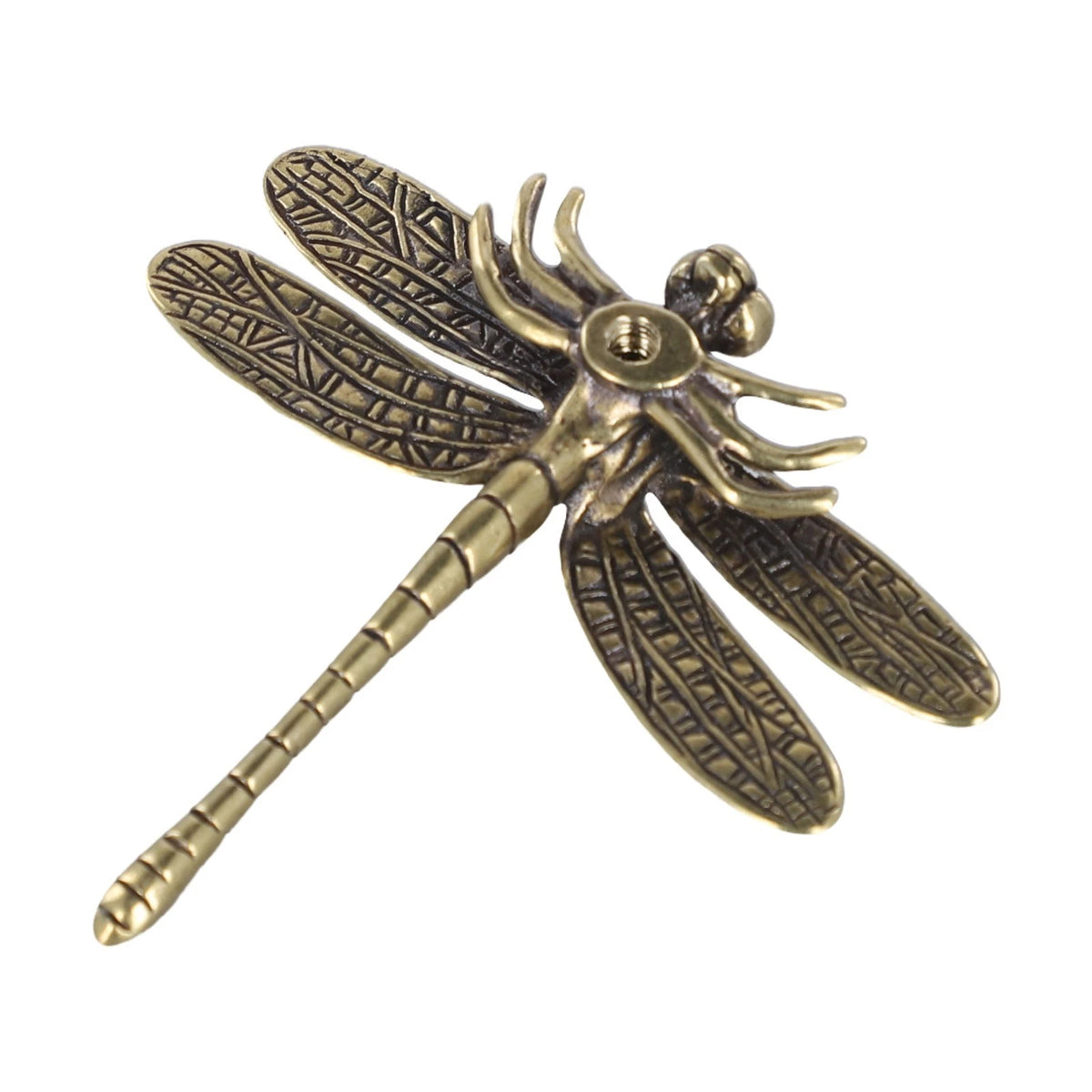 Set of 4 Elegant Brass Drawer Pulls with Dragonfly and Butterfly Motifs