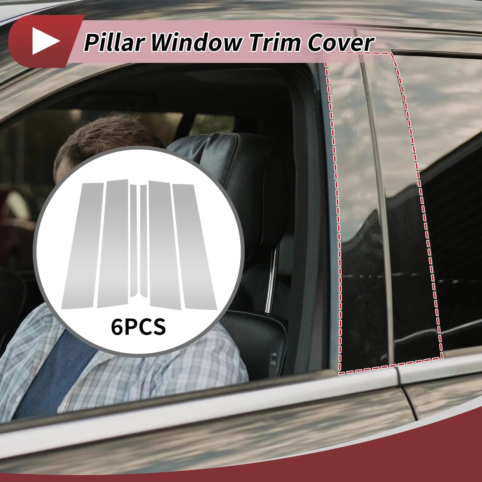 6 Pcs Door Pillar Window Trim Replacement for Ford Explorer (2011–2019)