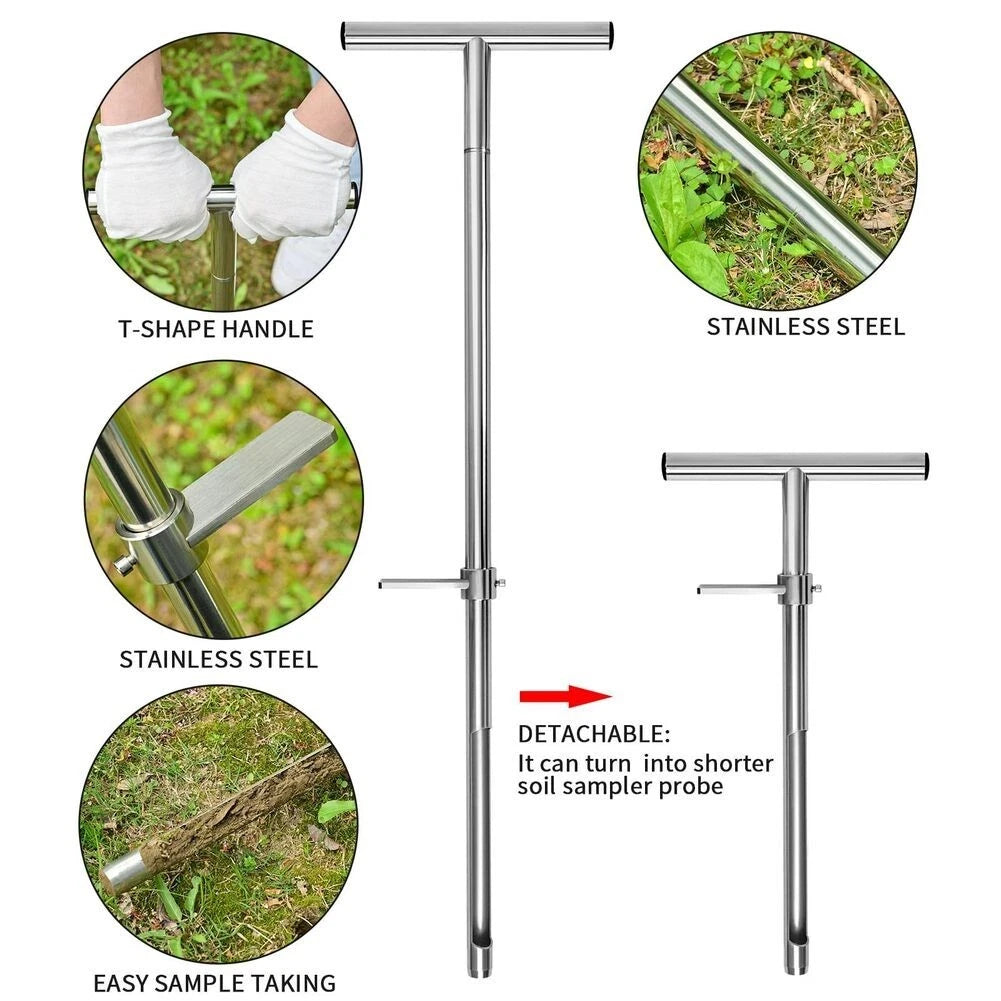 T-Handle Soil Probe for Easy Assembly with Foot Pedal Operation