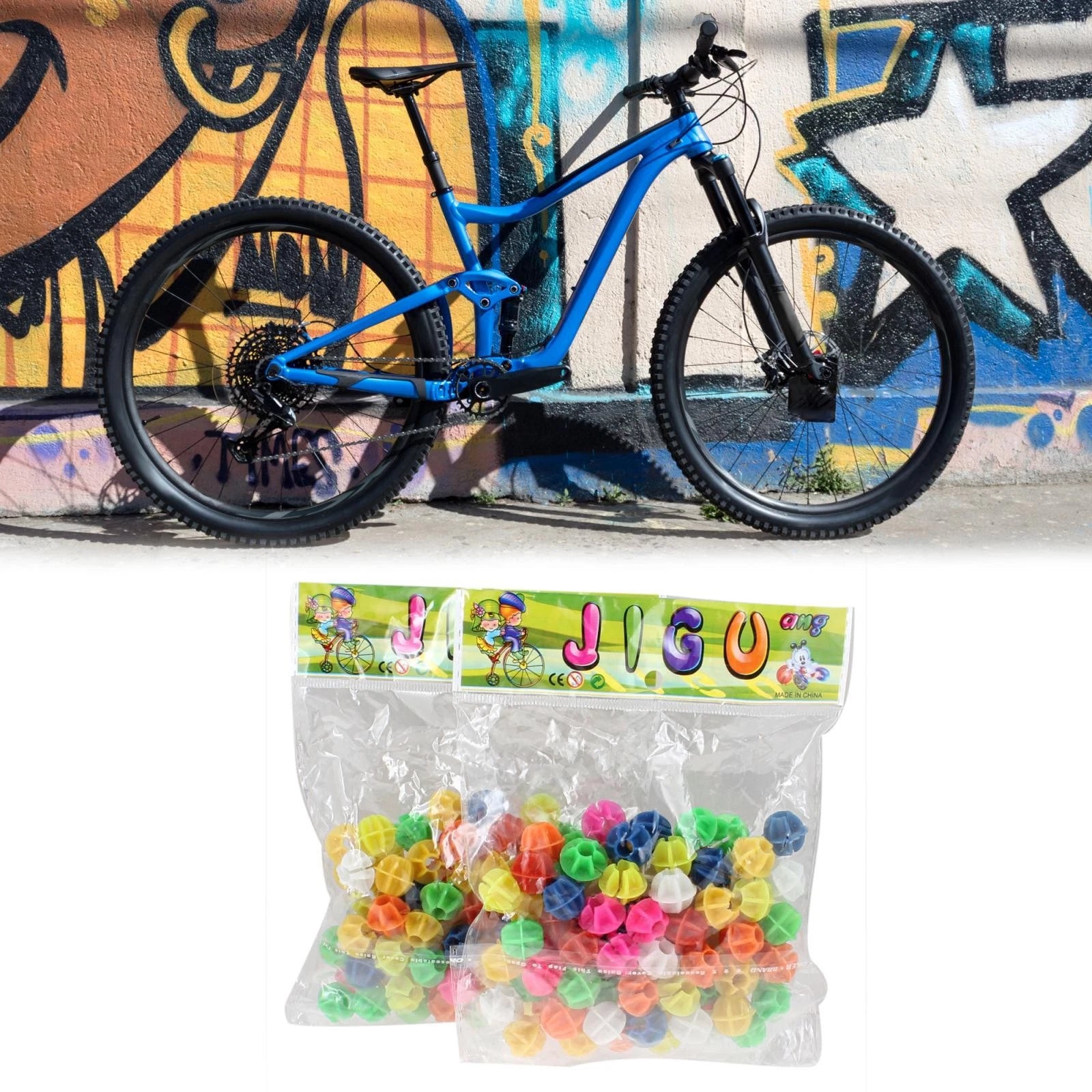 100Pcs Bicycle Spoke Beads Colorful Plastic Clips for Bike Accessories (—)
